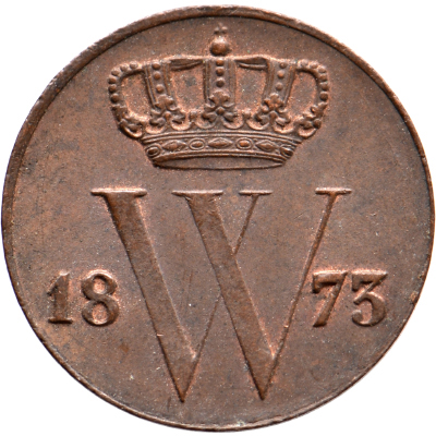 1/2 cent 1873 Willem III Pr+