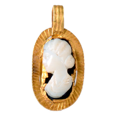 A Roman gold pendant with portrait cameo, 2nd-4th century AD