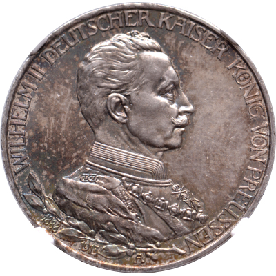 3 mark 1913A Preussen, Germany "25th Year of Reign" NGC PF63
