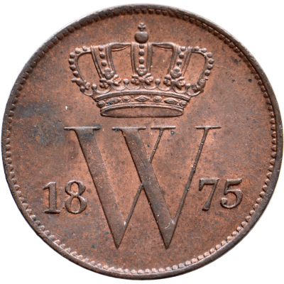 1 cent 1875 Willem III Pr+