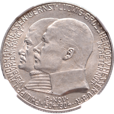 2 mark 1904 Hesse-Darmstadt, Germany "400th Birthday Philipp the Magnanimous" NGC MS62