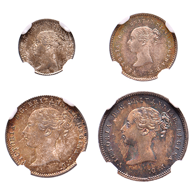 Maundy set 1850 Victoria Great Britain NGC MS 65-66