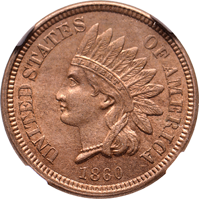 1 cent – Indian Head Cent 1860 USA NGC MS 63