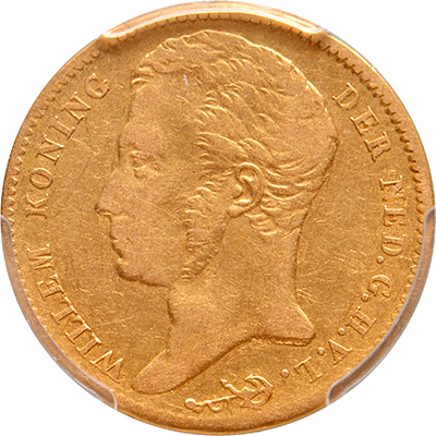 10 gulden 1824B Willem I – SS Central America PCGS XF40