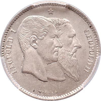 1 franc 1880 Leopold II Belgium PCGS MS 63