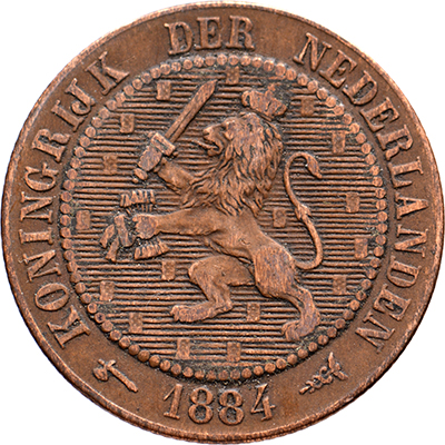 2 1/2 cent 1884 Willem III ZFr+