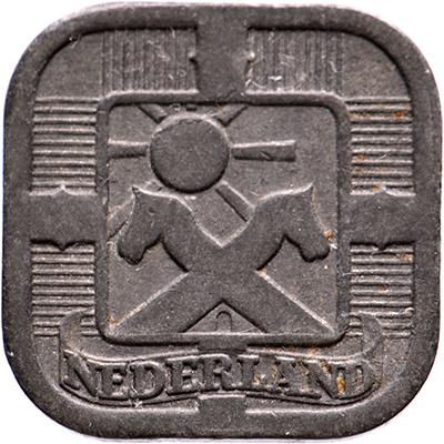 5 cent zink 1941 Wilhelmina ZFr+