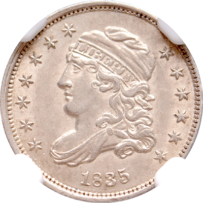 1/2 dime – Liberty Cap Half Dime 1835 USA NGC AU 58