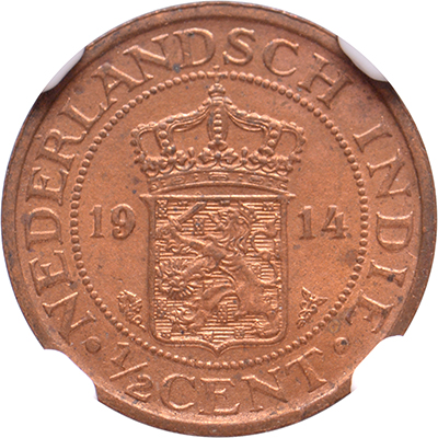 1/2 cent Nederlands Indië 1914 NGC MS 64 RB