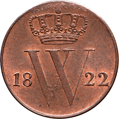 1/2 cent 1822U Willem I UNC