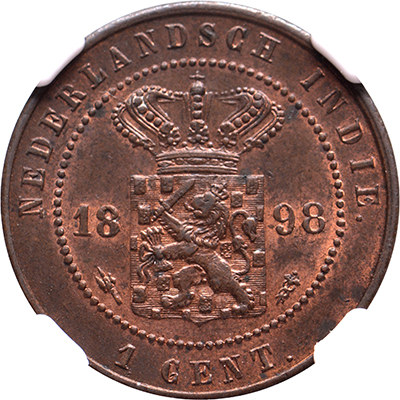 1 cent Nederlands Indië 1898 NGC MS 62 BN