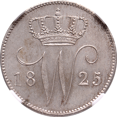 25 cent 1825U Willem I NGC MS 61