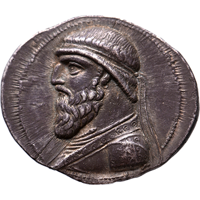 AR Tetradrachm Mithradates II, Seleukia, 121-91 BC NGC XF