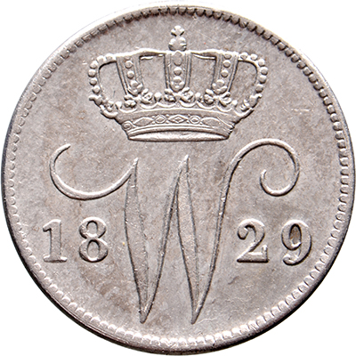 25 cent 1829B Willem I ZFr+